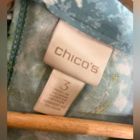 Chico's Paisley Print Cold Shoulder Studded Embellished Shift Dress Size 3 - Picture 5 of 6